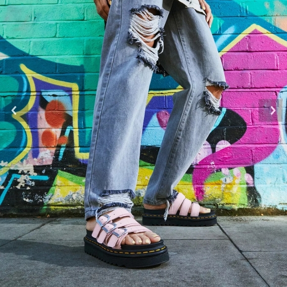 Dr. Martens Shoes - Dr. Martens Blaire Slide Leather Sandals in Pink.